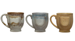 Stoneware Mug with Tea Bag Holder, Reactive Glaze, 3 Colors