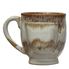 Stoneware Mug with Tea Bag Holder, Reactive Glaze, 3 Colors