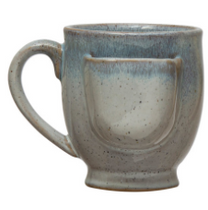 Stoneware Mug with Tea Bag Holder, Reactive Glaze, 3 Colors