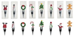 Zinc Alloy Wine Stopper with Hand-Painted Glass Holiday Icon