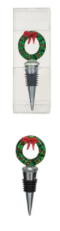 Zinc Alloy Wine Stopper with Hand-Painted Glass Holiday Icon