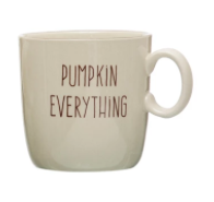Stoneware Mug w/ Fall Saying, Cream Color &amp; Brown