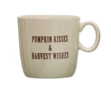 Stoneware Mug w/ Fall Saying, Cream Color & Brown