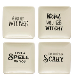 Square Stoneware Plate with Spooky Saying