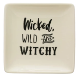 Square Stoneware Plate with Spooky Saying