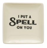 Square Stoneware Plate with Spooky Saying