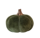 Cotton Blend Bouclé/Velvet Pumpkin with Wood Stem