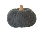 Cotton Blend Bouclé/Velvet Pumpkin with Wood Stem