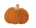 Cotton Blend Bouclé/Velvet Pumpkin with Wood Stem