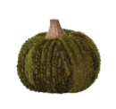 Cotton Blend Bouclé/Velvet Pumpkin with Wood Stem