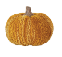 Cotton Blend Bouclé/Velvet Pumpkin with Wood Stem