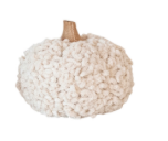 Cotton Blend Bouclé/Velvet Pumpkin with Wood Stem