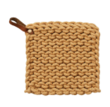 Cotton Crocheted Pot Holder with Leather Loop