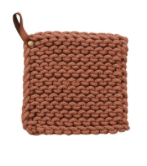 Cotton Crocheted Pot Holder with Leather Loop