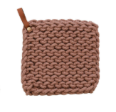 Cotton Crocheted Pot Holder with Leather Loop