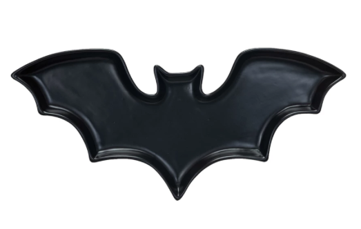 Stoneware Bat Shaped Dish, Matte Black