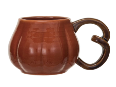 Stoneware Pumpkin Shaped Mug