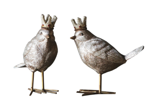 Resin Bird with Crown Figurine