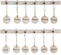 Tag Ornament with Holiday Word