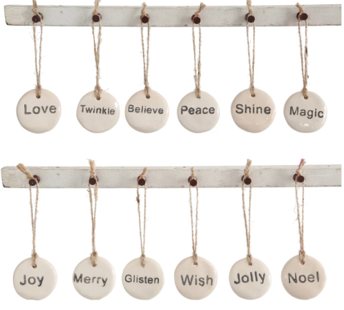 Tag Ornament with Holiday Word