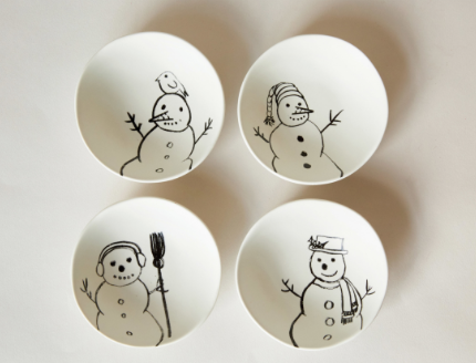 Stoneware Bowl with Snowman