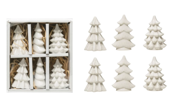 Stoneware Trees, Boxed Set of 6