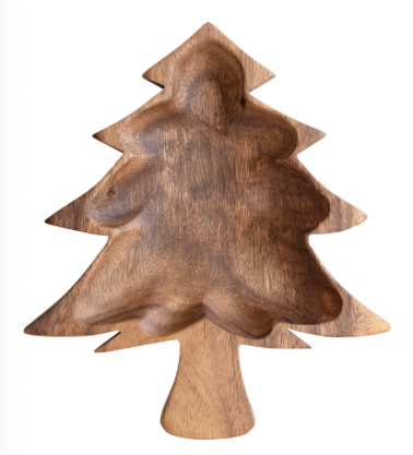 Acacia Wood Christmas Tree Shaped Bowl