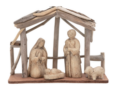 Handmade Driftwood and Paper Mache Nativity