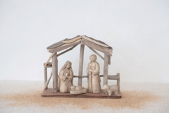 Handmade Driftwood and Paper Mache Nativity