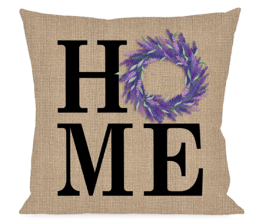 HOME Lavender Wreath Interchangeable Pillow Cover By Evergreen