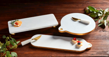 Round Marble & Gold Board Set