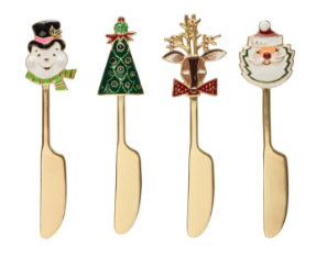 Zinc Alloy Canape Knife with Enameled Holiday Icon Handle