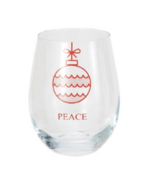 Stemless Wine Glass with Ornament &amp; Word