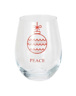 Stemless Wine Glass with Ornament &amp; Word