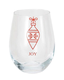 Stemless Wine Glass with Ornament &amp; Word