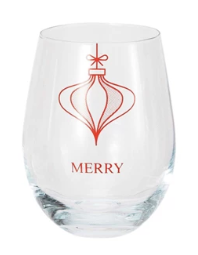 Stemless Wine Glass with Ornament &amp; Word