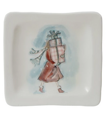 Stoneware Dish w/ Holiday Girl