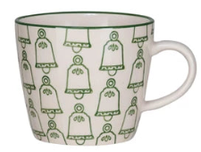 10 oz. Hand-Stamped Stoneware Mug w/ Holiday Pattern, 3 Styles