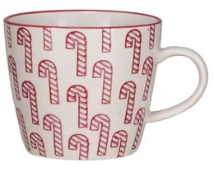 10 oz. Hand-Stamped Stoneware Mug w/ Holiday Pattern, 3 Styles