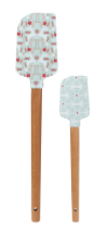 Silicone & Wood Spatulas w/ Holiday Patterns, Set of 2 Sizes