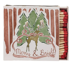 Safety Matches in Matchbox w/ Reindeer & Holiday Saying, 2 Styles