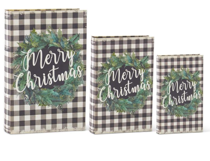 Black &amp; White Buffalo Check MERRY CHRISTMAS Nesting Book