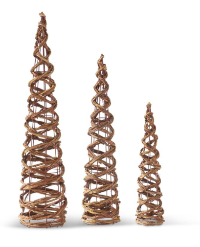 Natural Twisted Twig Trees on Burgundy Metal Wire Frame