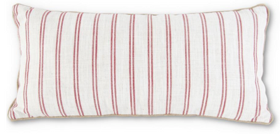 24 Inch Cream w/Red Stripe Rectangular Pillow