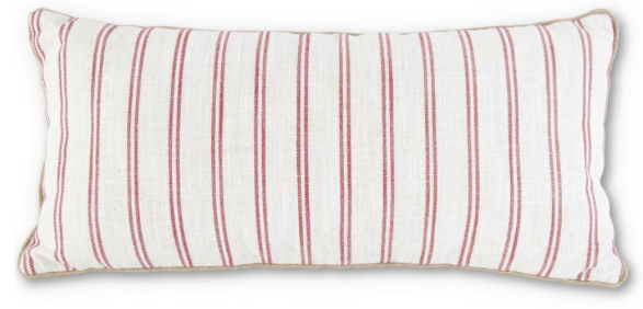 24 Inch Cream w/Red Stripe Rectangular Pillow