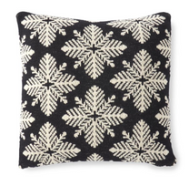 20 Inch Square Black &amp; White Knit Snowflake Pillow