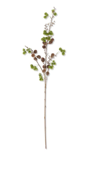 39 Inch Glittered Larch Pine Stem w/Mini Pinecones