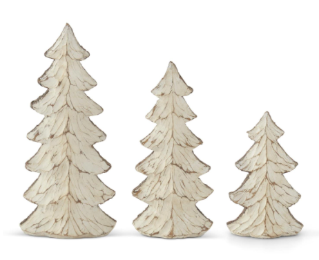 Carved Resin Wood-Look Christmas Trees