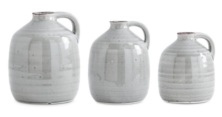 Ceramic Gray Jugs W/ Handles