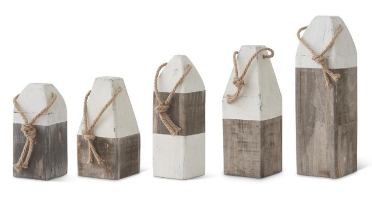 Grey and White Wooden Buoys